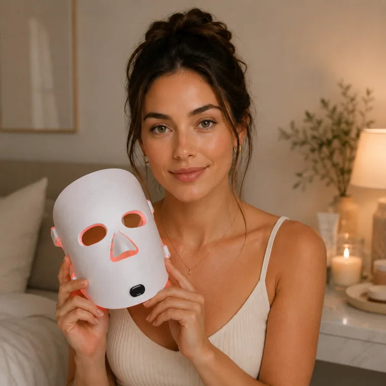 Elena holding The Aura™ mask