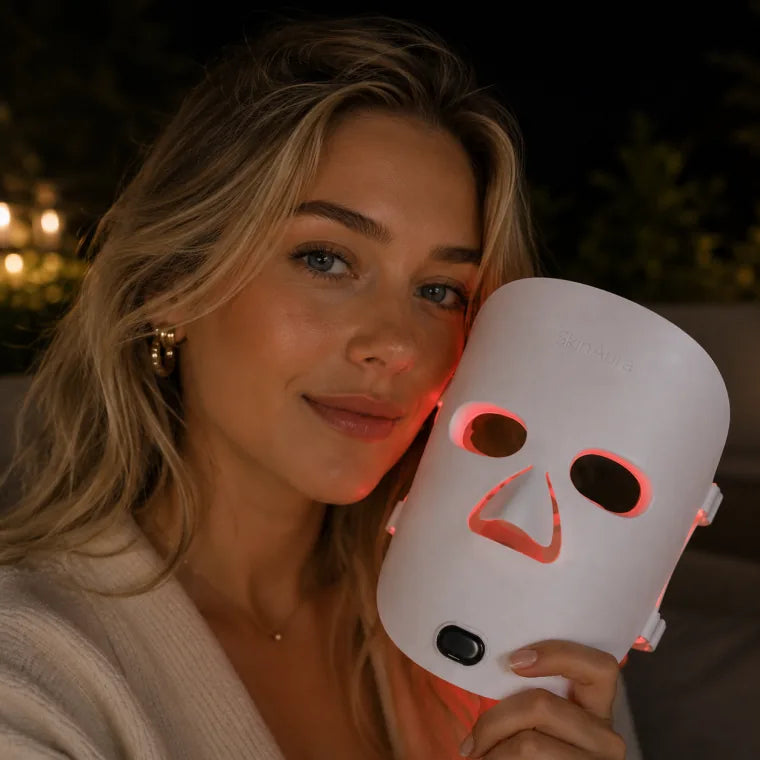 Sofia holding The Aura™ mask