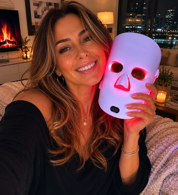 Nadia holding The Aura™ mask