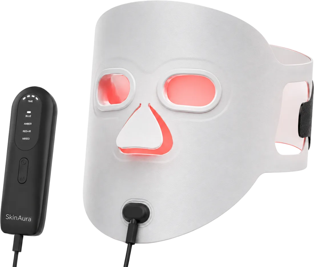 The Aura™ Therapy Mask with its wireless controller